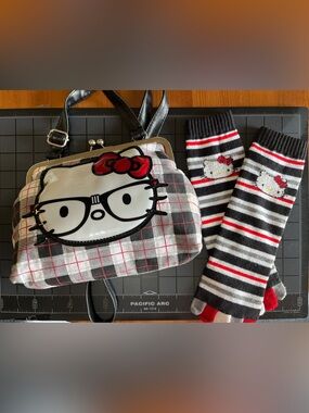 Hello Kitty Cross Body Bag by Loungefly and Toe Sox by Sanrio-Good to Fair cond